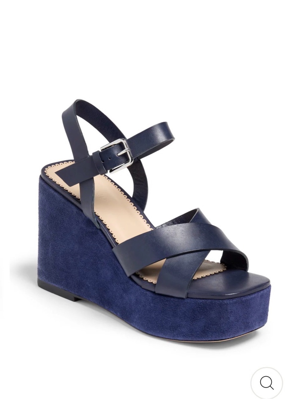 Cinq a Sept 5 a 7 new Sasha Vachetta wedge sandal navy sz 11 41